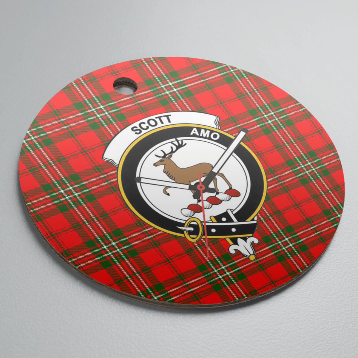 Clan Scott Modern Tartan Crest Round Ceramic Ornament GZ36 Scott Modern Tartan Tartan Christmas   