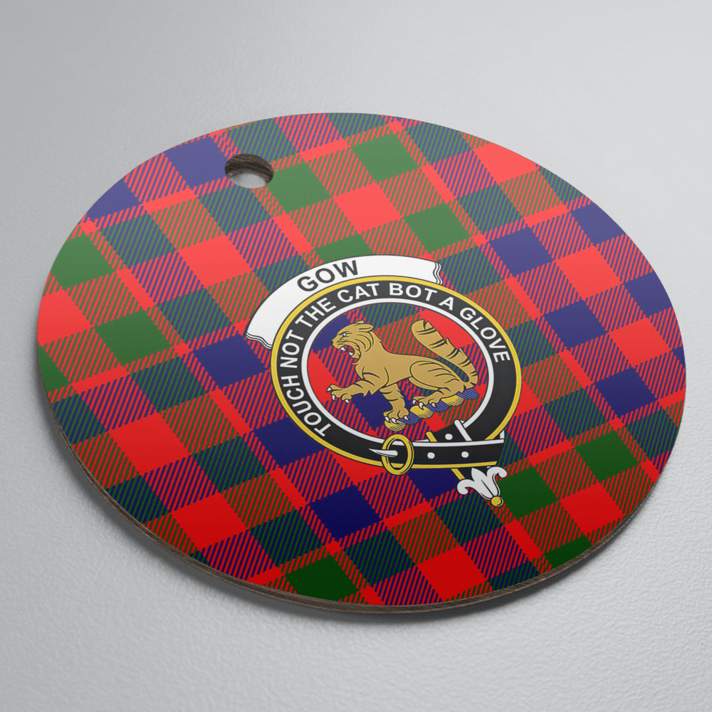 Clan Gow Modern Tartan Crest Round Ceramic Ornament HK73 Gow Modern Tartan Tartan Christmas   