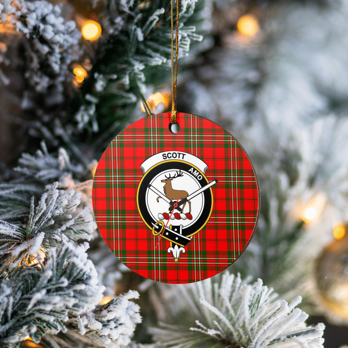 Clan Scott Modern Tartan Crest Round Ceramic Ornament GZ36 Scott Modern Tartan Tartan Christmas   