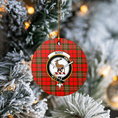 Clan Scott Modern Tartan Crest Round Ceramic Ornament GZ36 Scott Modern Tartan Tartan Christmas   