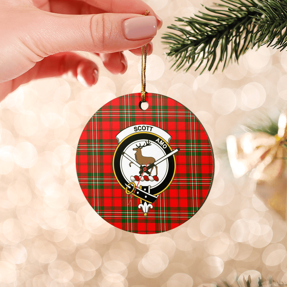 Clan Scott Modern Tartan Crest Round Ceramic Ornament GZ36 Scott Modern Tartan Tartan Christmas   