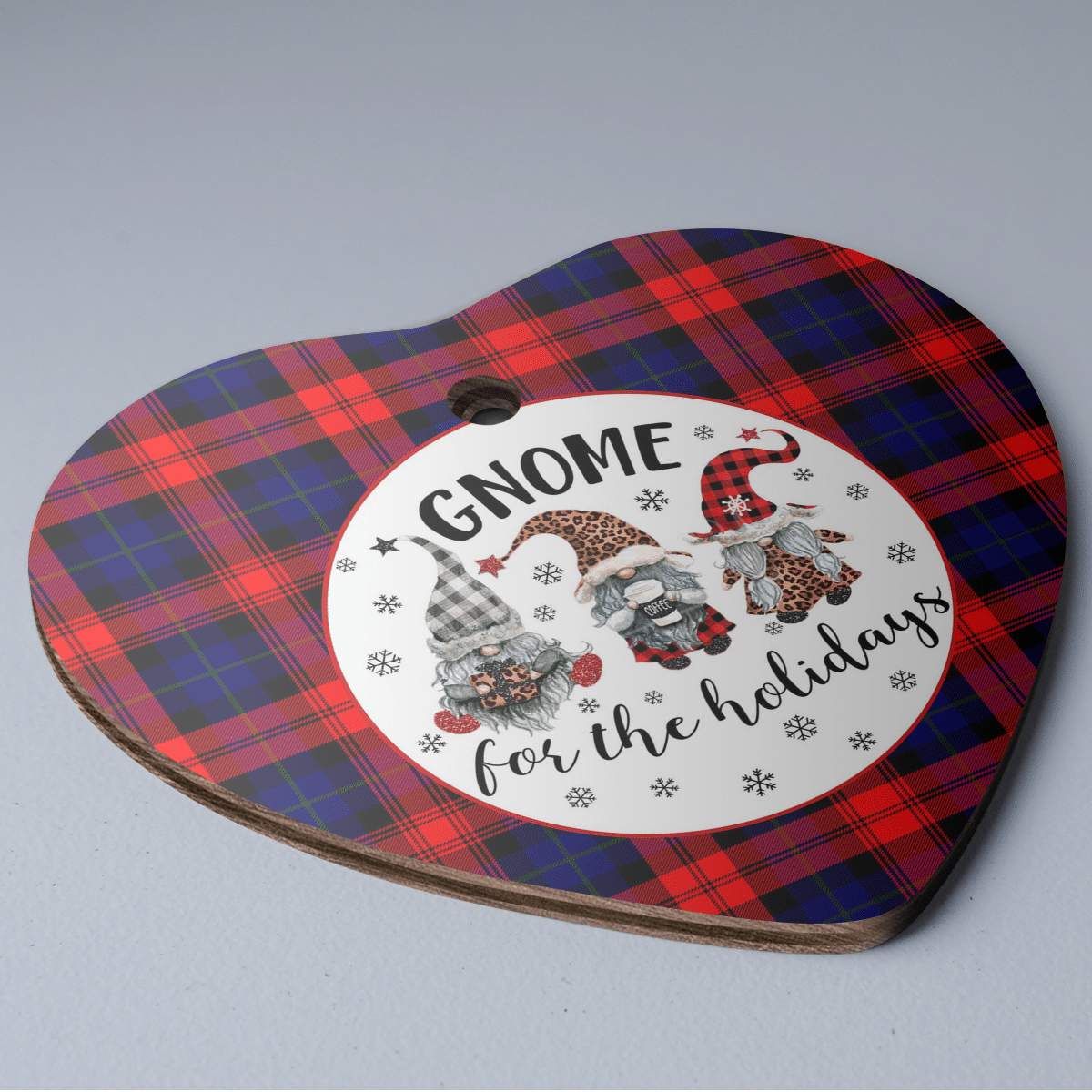 Clan MacLachlan Modern Tartan Tartan Crest Gnome Heart Ceramic Ornament JL63 MacLachlan Modern Tartan Tartan Christmas   