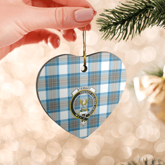 Clan Stewart Muted Blue Tartan Crest Heart Ceramic Ornament OB40 Stewart Muted Blue Tartan Tartan Christmas   