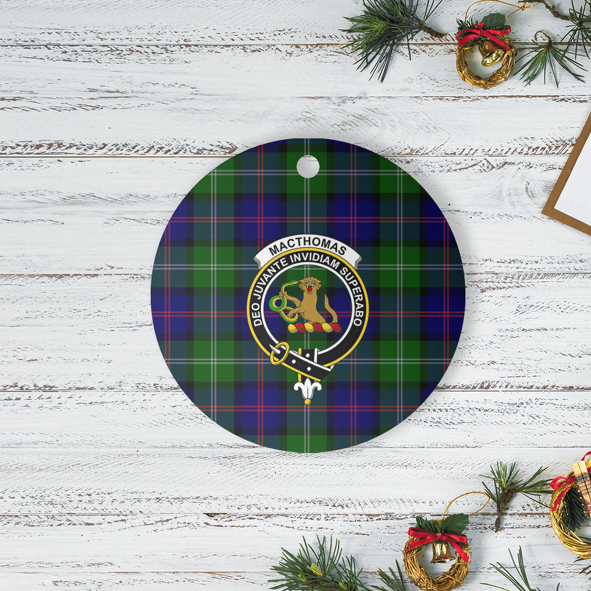 Clan MacThomas Modern Tartan Crest Round Ceramic Ornament UC47 MacThomas Modern Tartan Tartan Christmas   