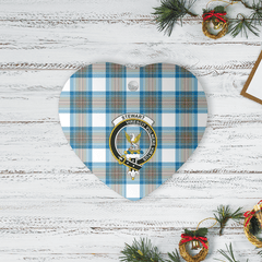 Clan Stewart Muted Blue Tartan Crest Heart Ceramic Ornament OB40 Stewart Muted Blue Tartan Tartan Christmas   