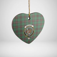 Clan MacKinnon Hunting Ancient Tartan Crest Heart Ceramic Ornament GB22 MacKinnon Hunting Ancient Tartan Tartan Christmas   