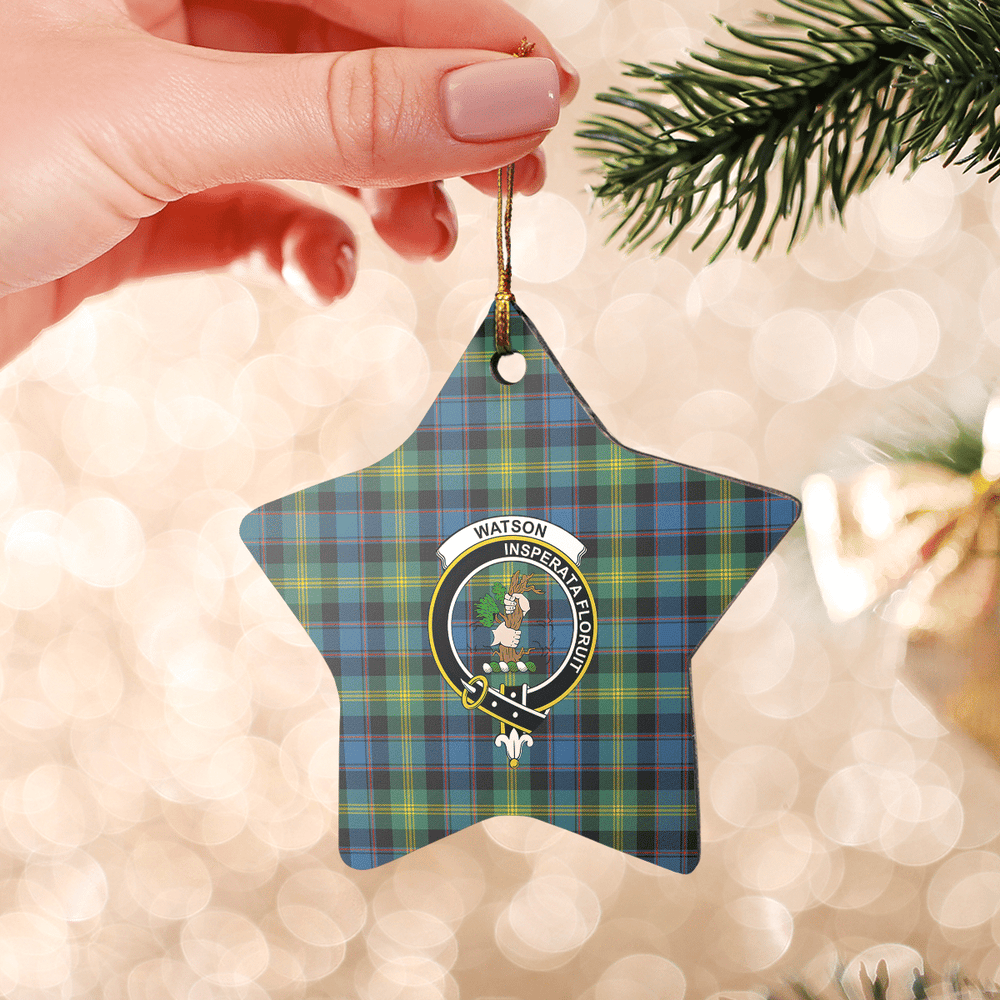 Clan Watson Ancient Tartan Crest Star Ceramic Ornament UJ41 Watson Ancient Tartan Tartan Christmas   