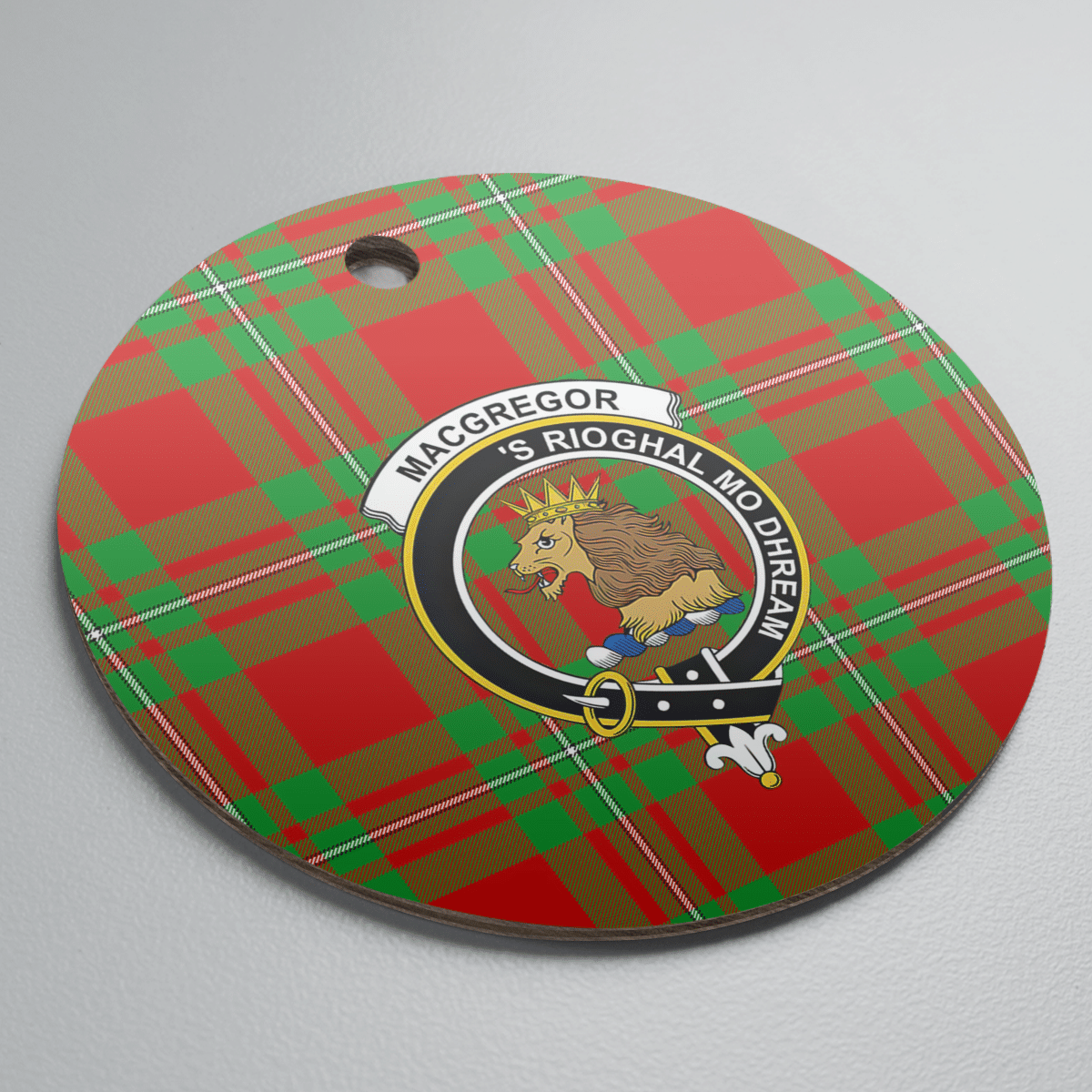 Clan MacGregor Modern Tartan Crest Round Ceramic Ornament LX69 MacGregor Modern Tartan Tartan Christmas   