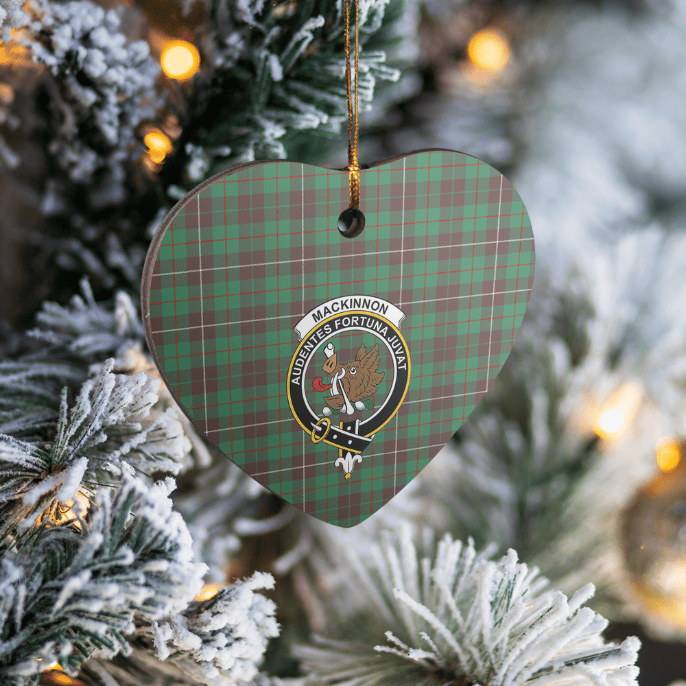 Clan MacKinnon Hunting Ancient Tartan Crest Heart Ceramic Ornament GB22 MacKinnon Hunting Ancient Tartan Tartan Christmas   