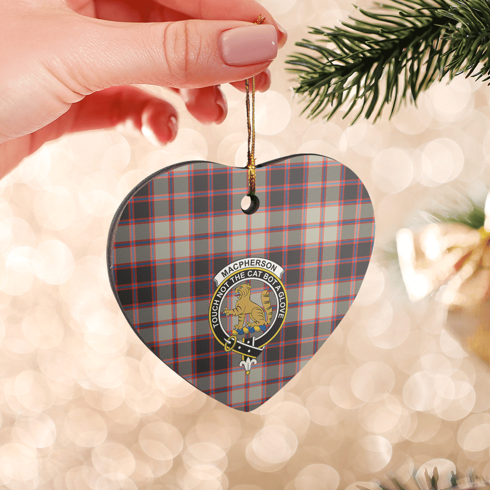Clan MacPherson Hunting Ancient Tartan Crest Heart Ceramic Ornament LG75 MacPherson Hunting Ancient Tartan Tartan Christmas   
