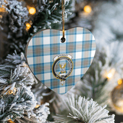 Clan Stewart Muted Blue Tartan Crest Heart Ceramic Ornament OB40 Stewart Muted Blue Tartan Tartan Christmas   