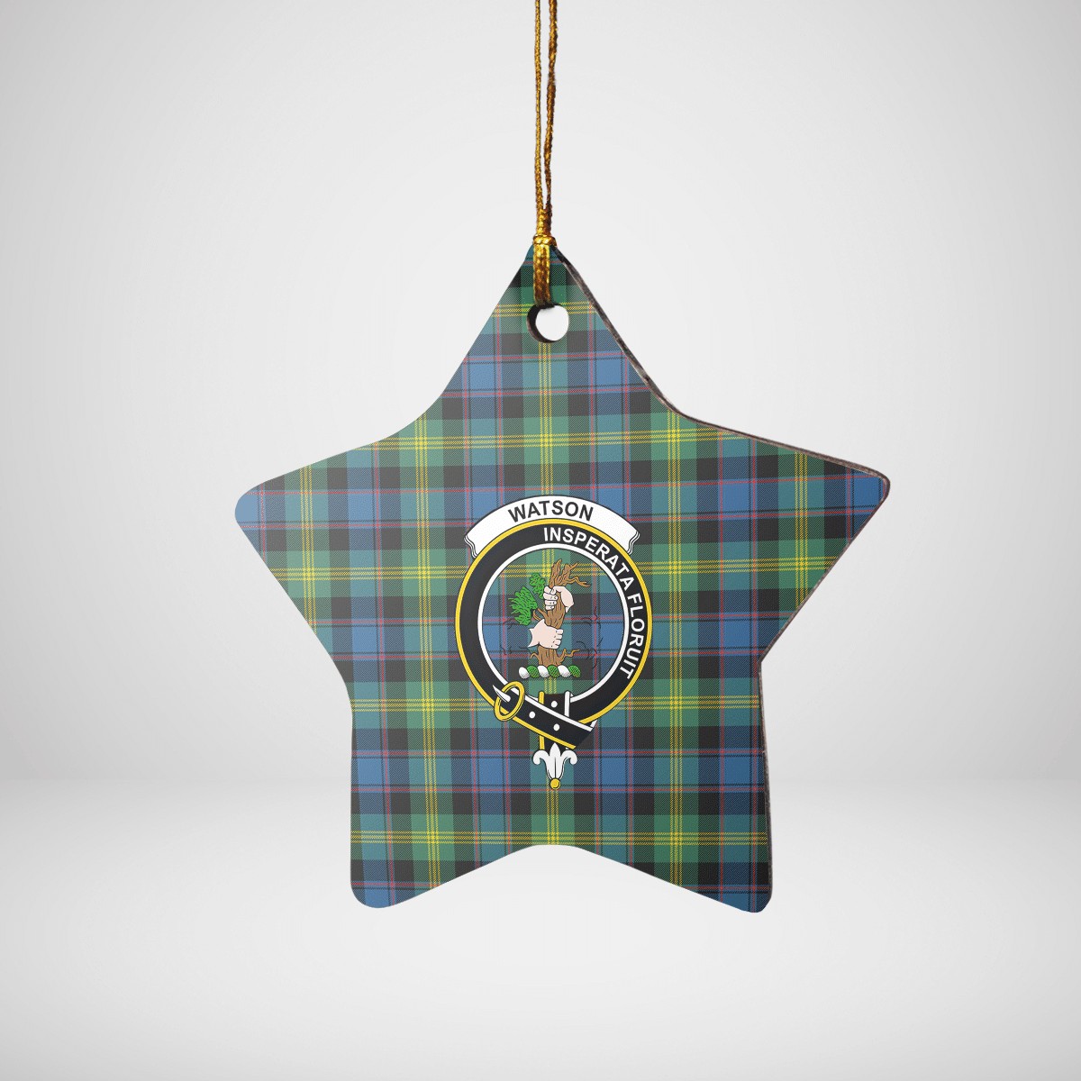Clan Watson Ancient Tartan Crest Star Ceramic Ornament UJ41 Watson Ancient Tartan Tartan Christmas   