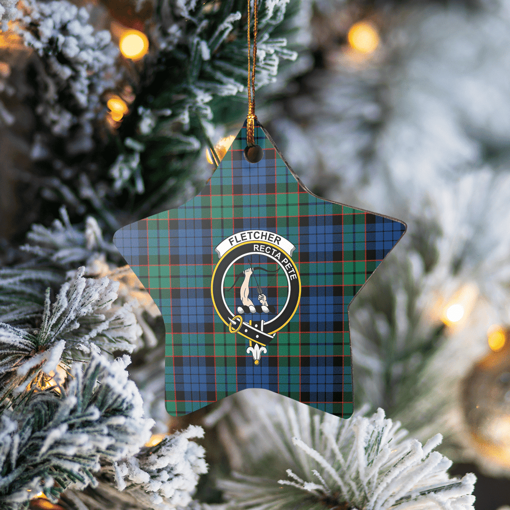 Clan Fletcher Ancient Tartan Crest Star Ceramic Ornament MW56 Fletcher Ancient Tartan Tartan Christmas   