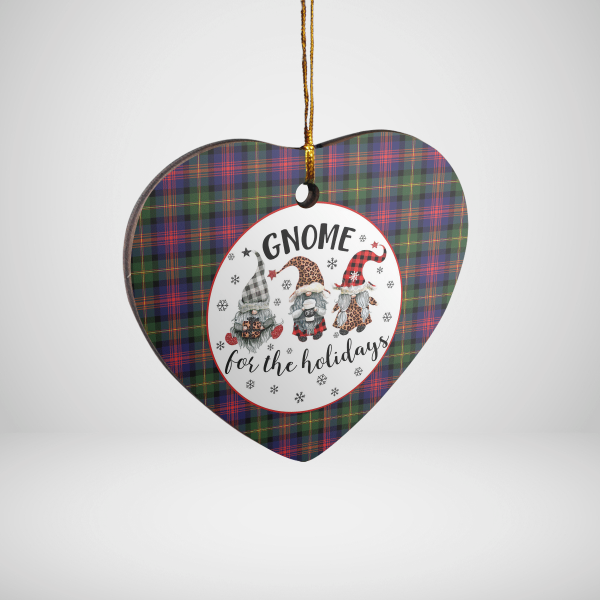 Clan MacLennan Tartan Tartan Crest Gnome Heart Ceramic Ornament OL63 MacLennan Tartan Tartan Christmas   