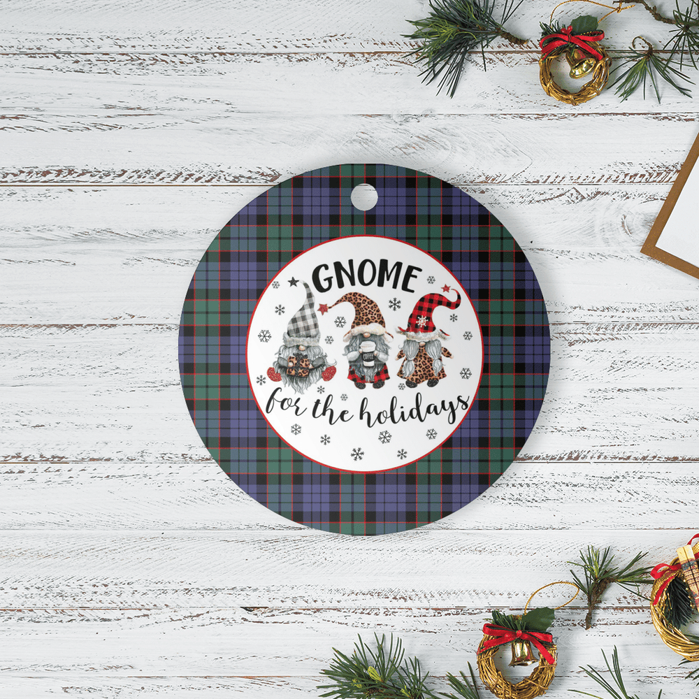 Clan Fletcher Modern Tartan Tartan Crest Gnome Round Ceramic Ornament HM77 Fletcher Modern Tartan Tartan Christmas   