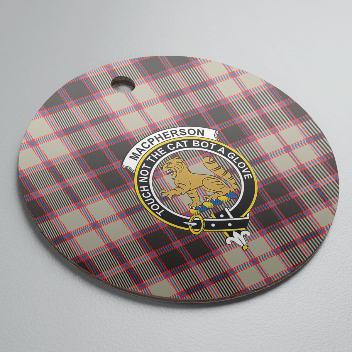 Clan MacPherson Hunting Ancient Tartan Crest Round Ceramic Ornament NR95 MacPherson Hunting Ancient Tartan Tartan Christmas   