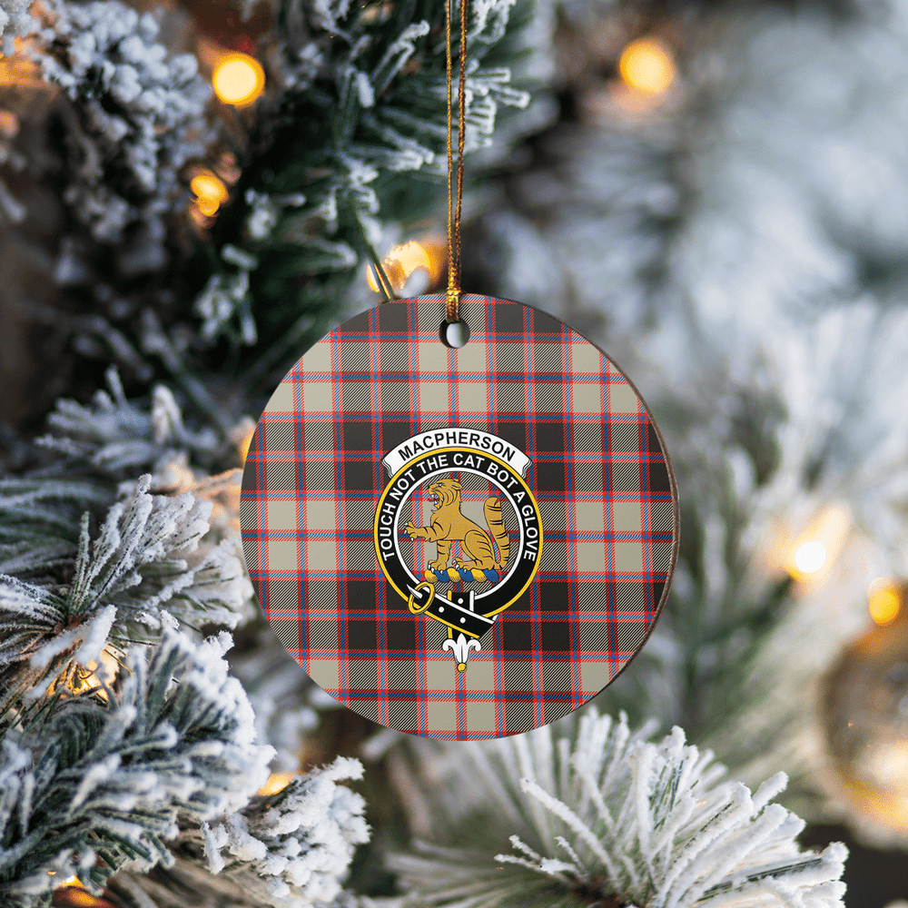Clan MacPherson Hunting Ancient Tartan Crest Round Ceramic Ornament NR95 MacPherson Hunting Ancient Tartan Tartan Christmas   