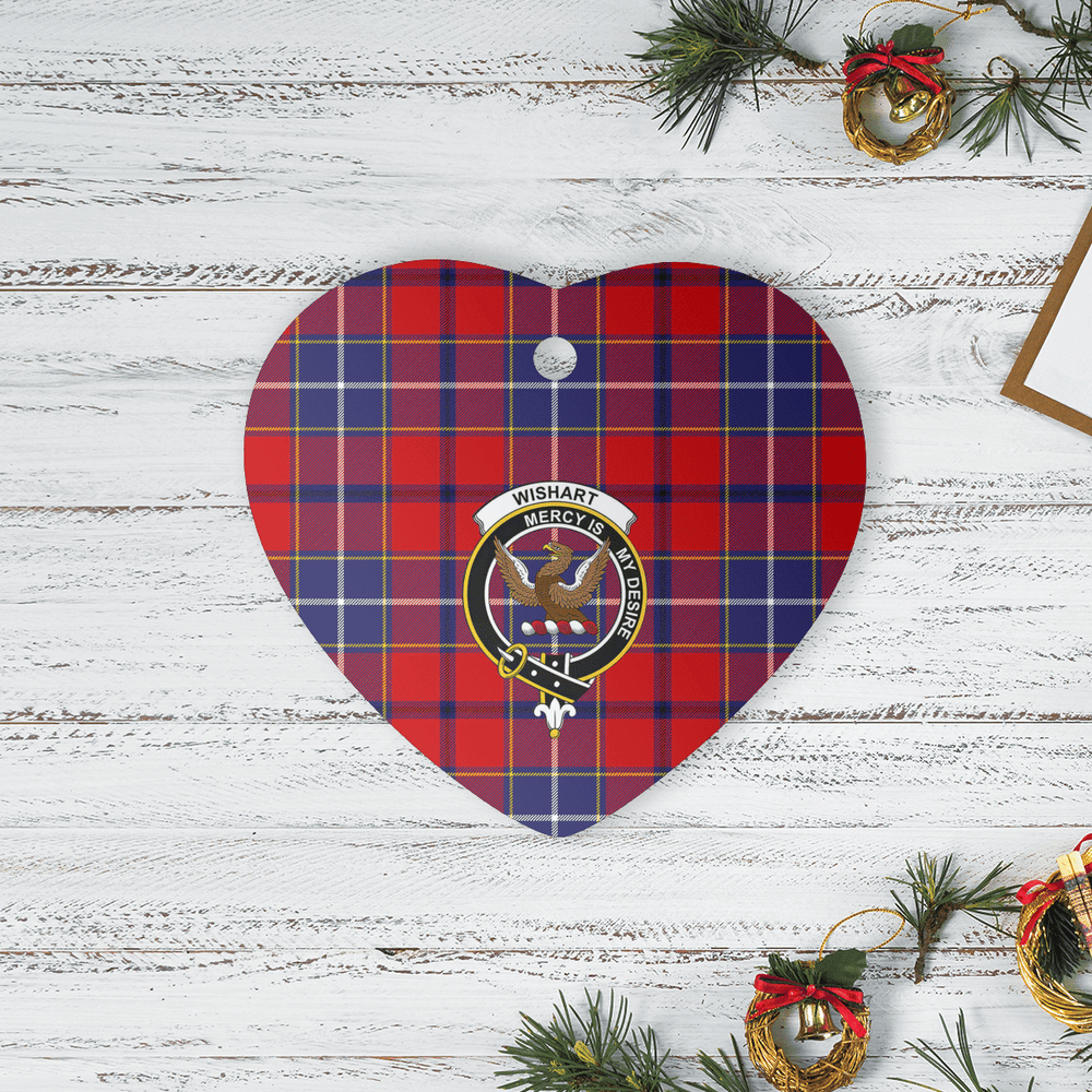 Clan Wishart Dress Tartan Crest Heart Ceramic Ornament IP64 Wishart Dress Tartan Tartan Christmas   