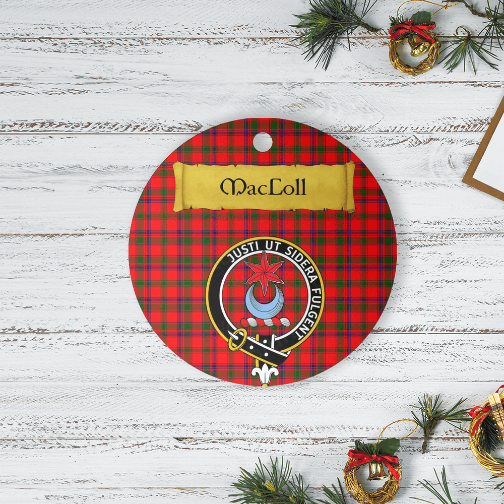 Clan MacColl Modern Tartan Crest Round Ceramic Ornament LH35 MacColl Modern Tartan Tartan Christmas   