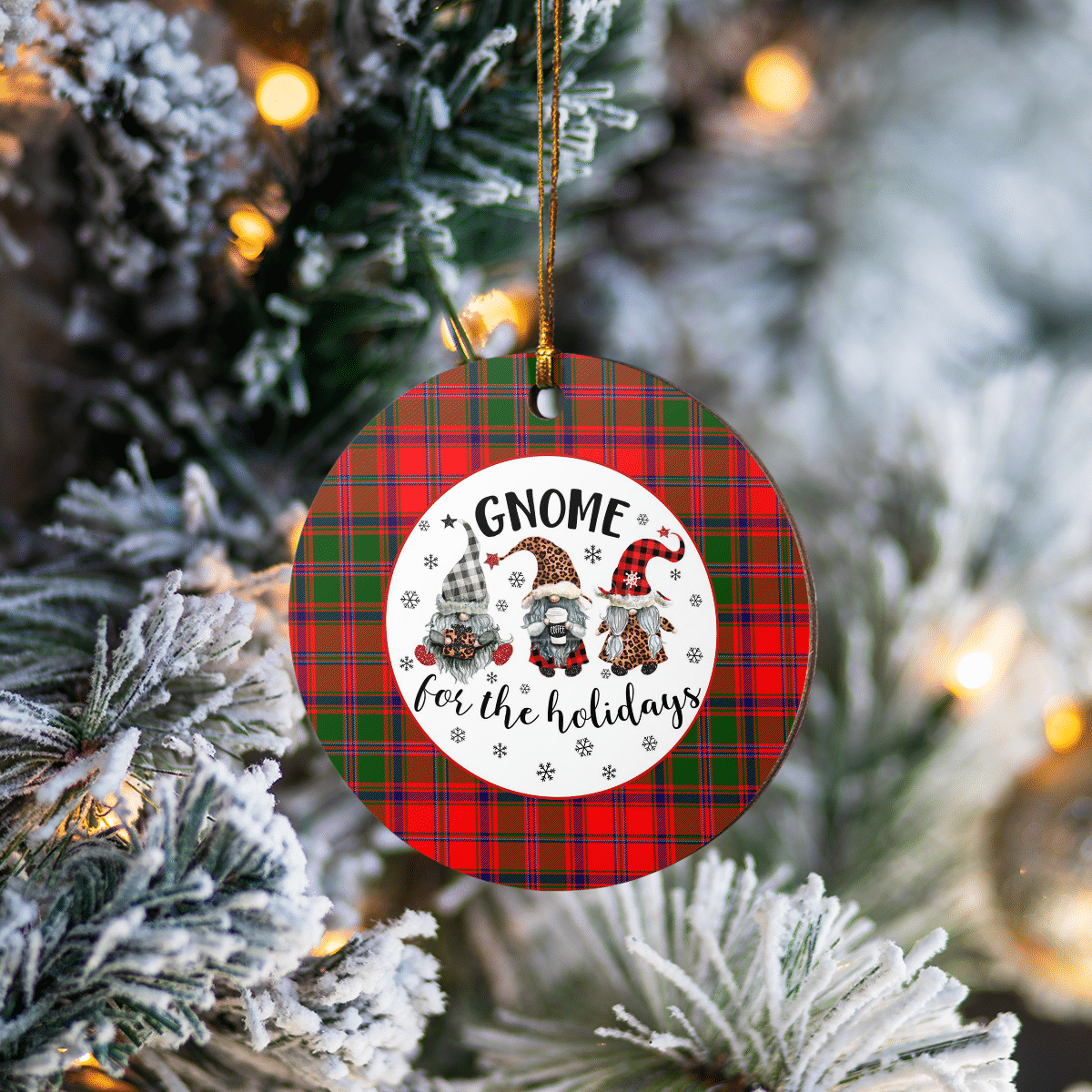 Clan Stewart of Appin Modern Tartan Tartan Crest Gnome Round Ceramic Ornament QU26 Stewart of Appin Modern Tartan Tartan Christmas   