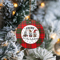 Clan Stewart of Appin Modern Tartan Tartan Crest Gnome Round Ceramic Ornament QU26 Stewart of Appin Modern Tartan Tartan Christmas   