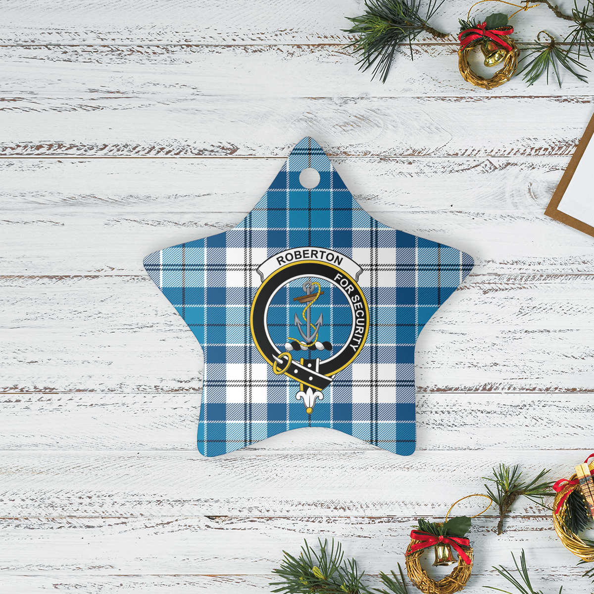 Clan Roberton Tartan Crest Star Ceramic Ornament NZ60 Roberton Tartan Tartan Christmas   
