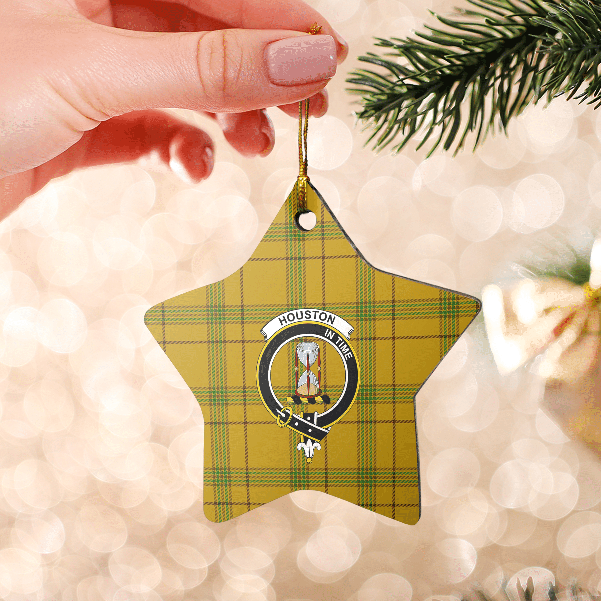 Clan Houston Tartan Crest Star Ceramic Ornament TK49 Houston Tartan Tartan Christmas   