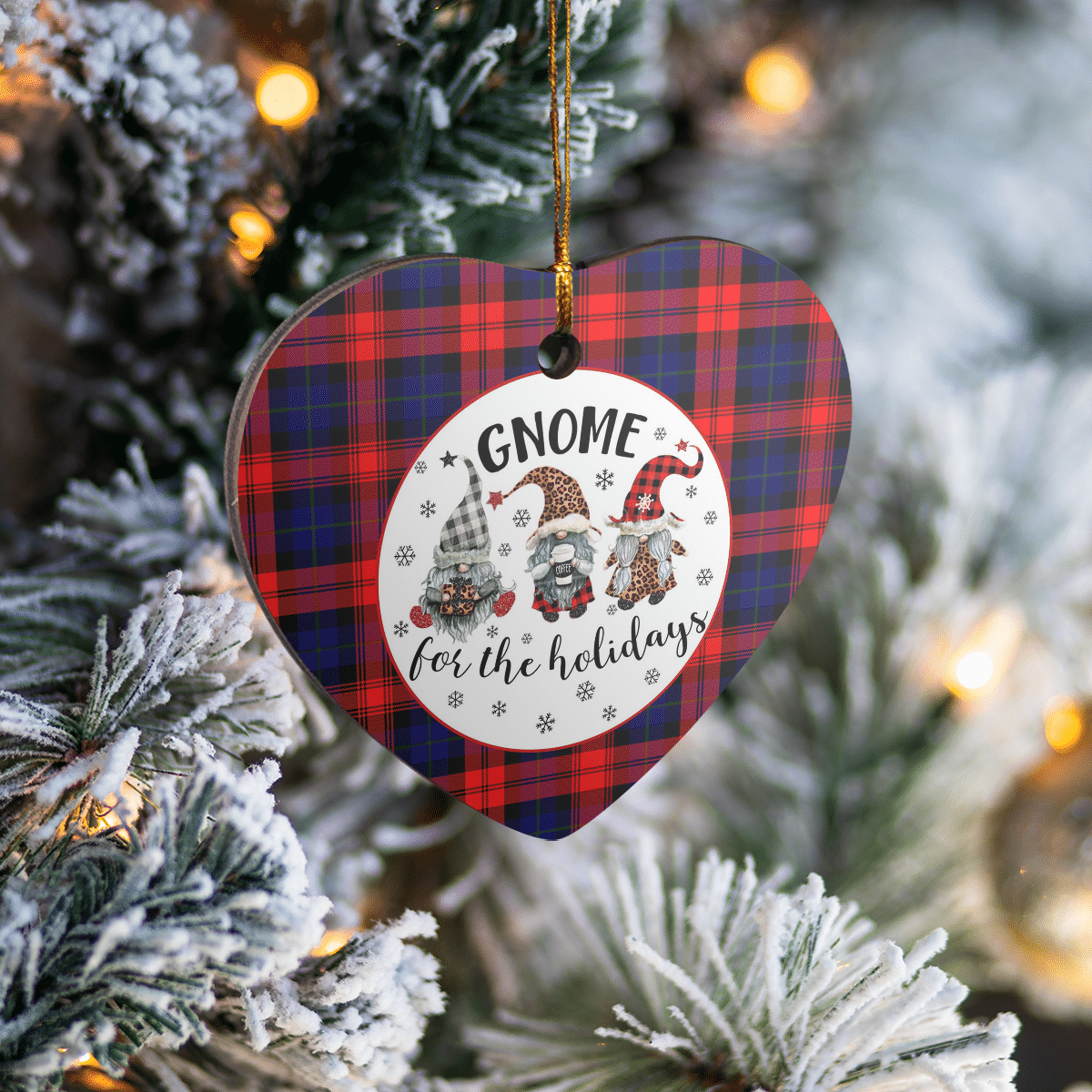 Clan MacLachlan Modern Tartan Tartan Crest Gnome Heart Ceramic Ornament JL63 MacLachlan Modern Tartan Tartan Christmas   