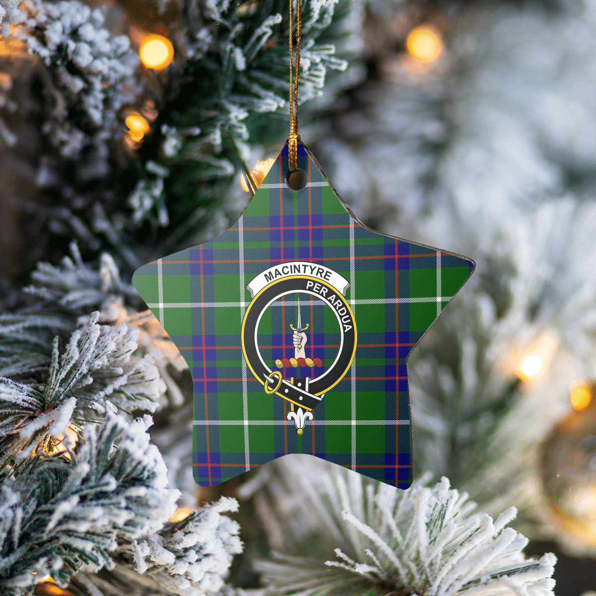 Clan MacIntyre Hunting Modern Tartan Crest Star Ceramic Ornament ME33 MacIntyre Hunting Modern Tartan Tartan Christmas   