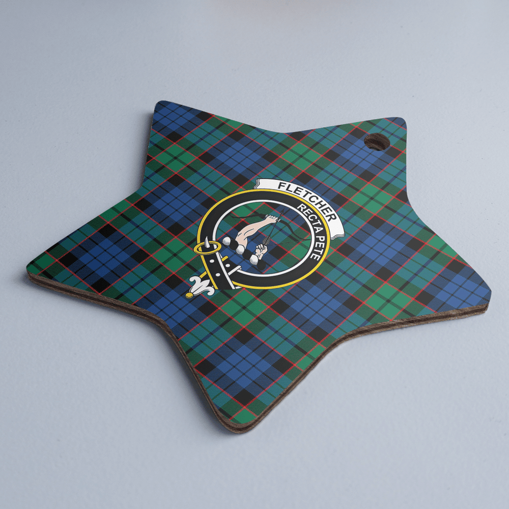 Clan Fletcher Ancient Tartan Crest Star Ceramic Ornament MW56 Fletcher Ancient Tartan Tartan Christmas   
