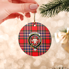 Clan MacFarlane Modern Tartan Crest Round Ceramic Ornament LL42 MacFarlane Modern Tartan Tartan Christmas   