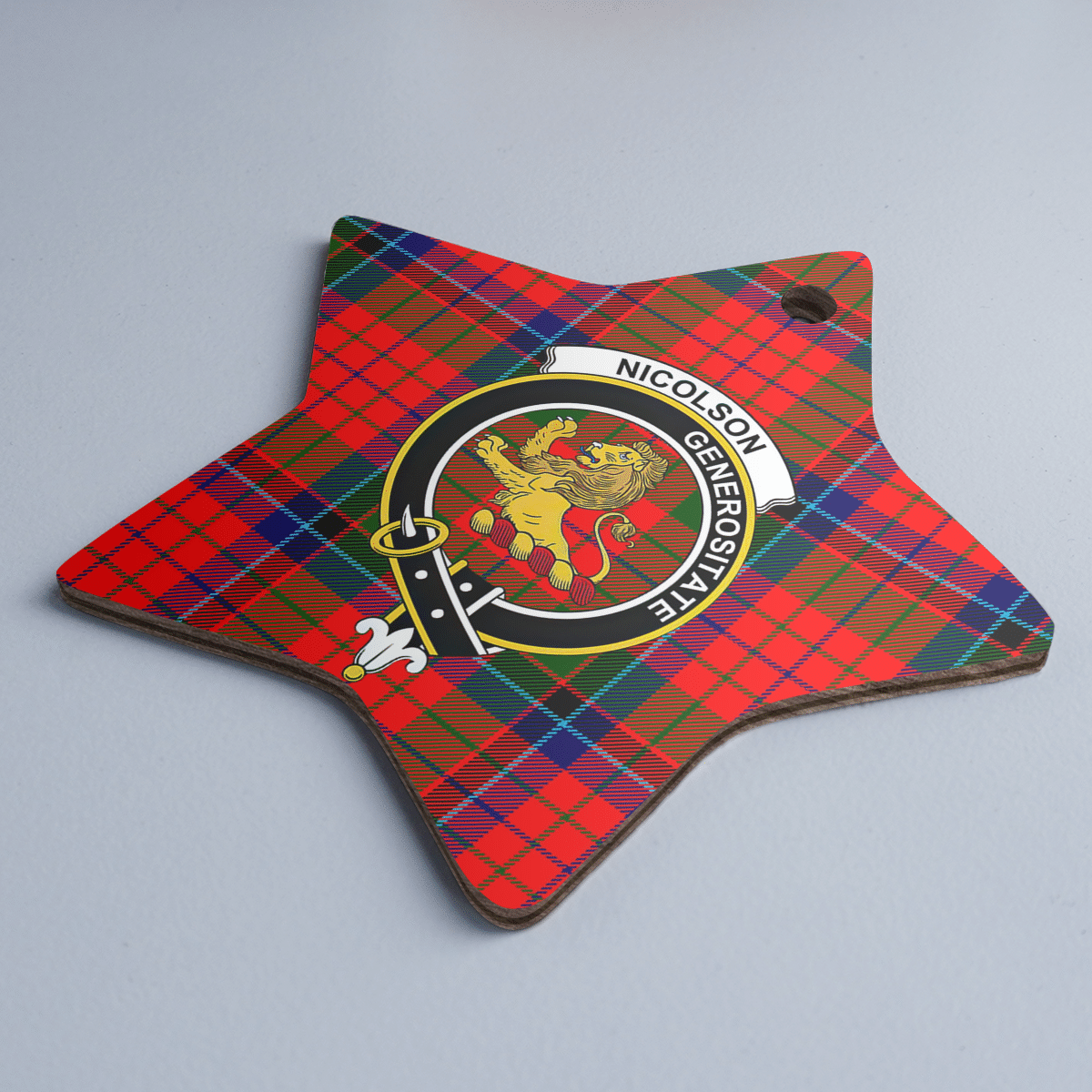 Clan Nicolson Modern Tartan Crest Star Ceramic Ornament SQ81 Nicolson Modern Tartan Tartan Christmas   
