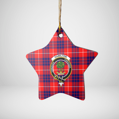 Clan Hamilton Modern Tartan Crest Star Ceramic Ornament CV89