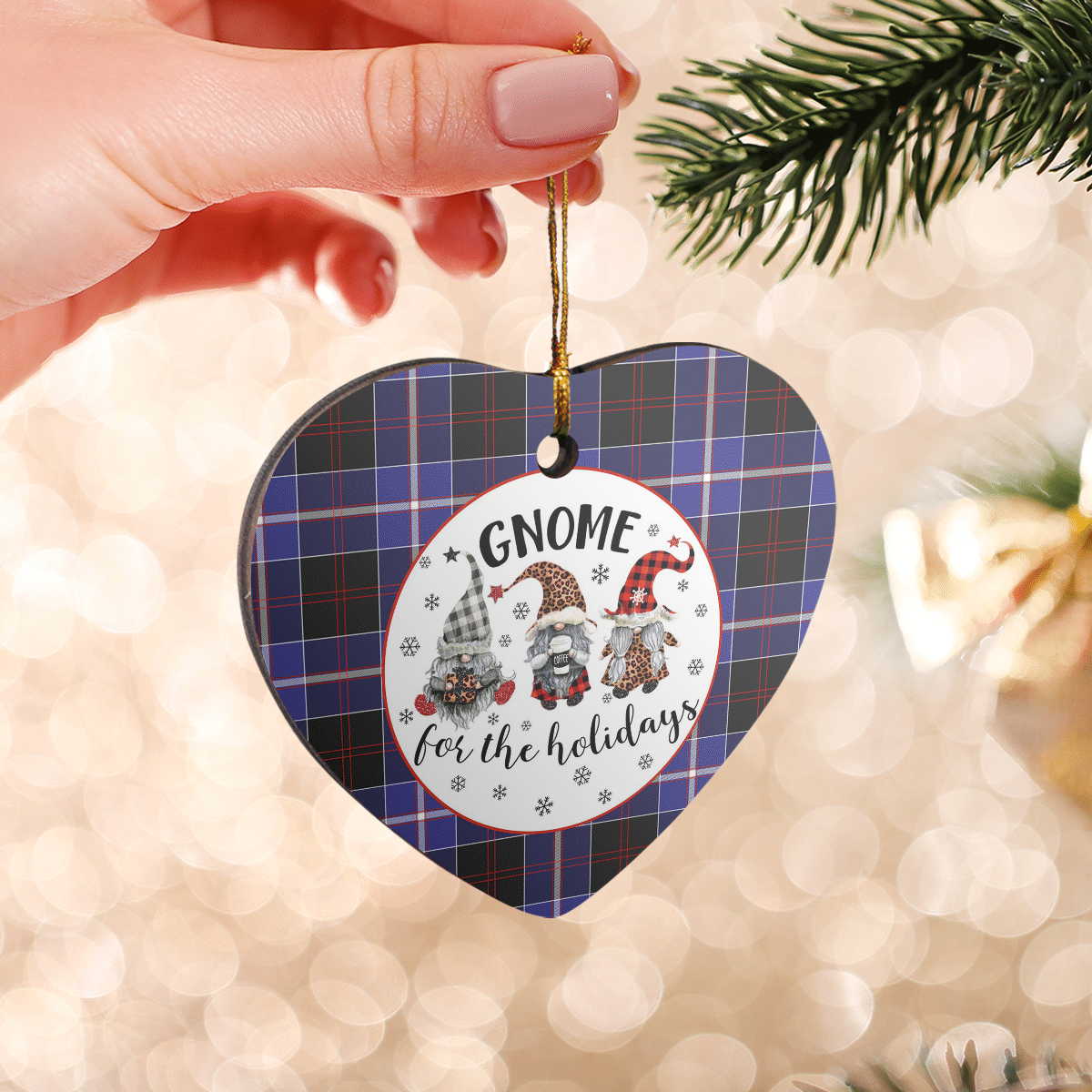 Clan Dunlop Modern Tartan Tartan Crest Gnome Heart Ceramic Ornament LV30 Dunlop Modern Tartan Tartan Christmas   