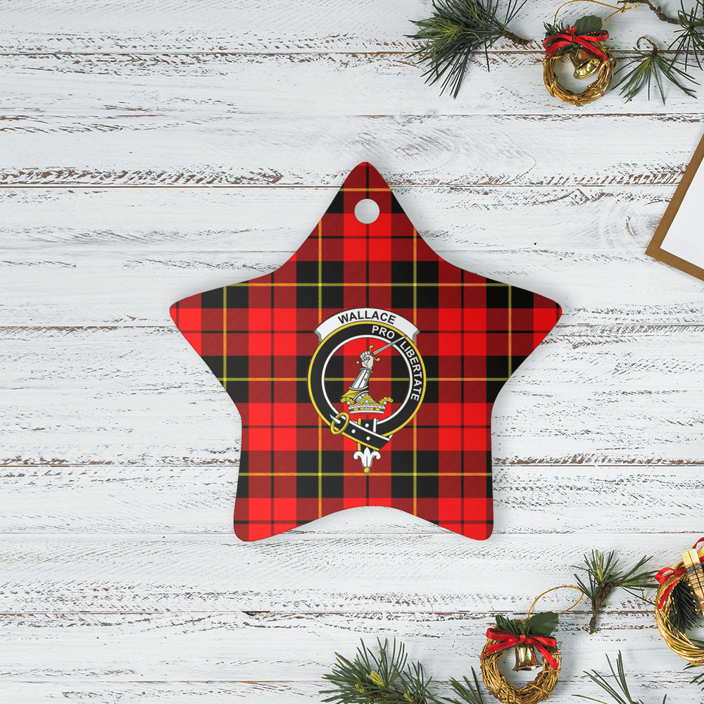 Clan Wallace Hunting Red Tartan Crest Star Ceramic Ornament ZJ34 Wallace Hunting Red Tartan Tartan Christmas   