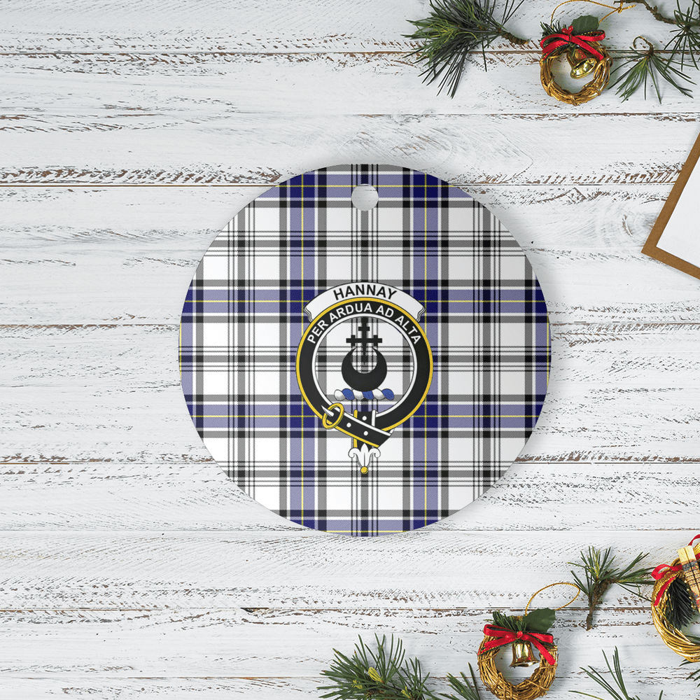 Clan Hannay Tartan Crest Round Ceramic Ornament YW87 Hannay Tartan Tartan Christmas   