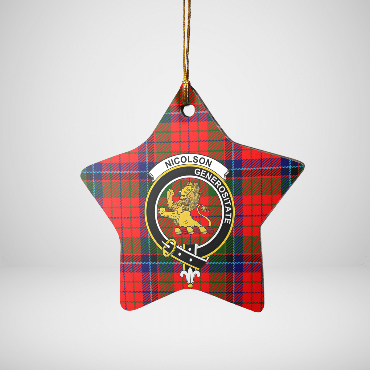 Clan Nicolson Modern Tartan Crest Star Ceramic Ornament SQ81 Nicolson Modern Tartan Tartan Christmas   
