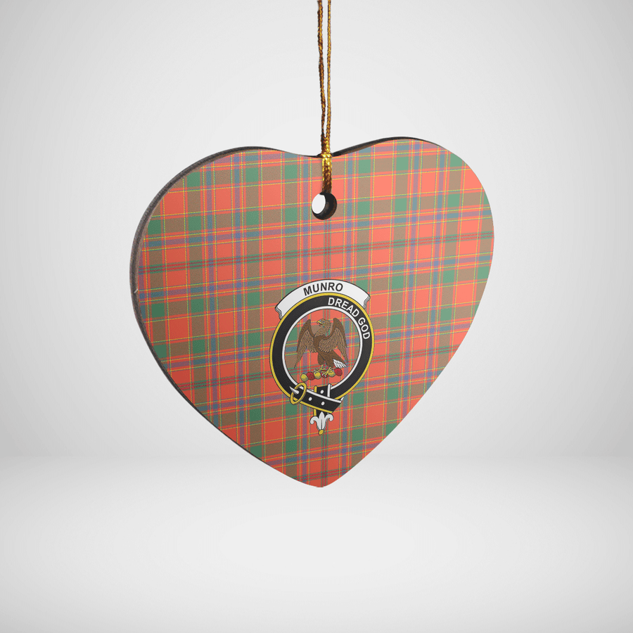Clan Munro Ancient Tartan Crest Heart Ceramic Ornament KN39 Munro Ancient Tartan Tartan Christmas   