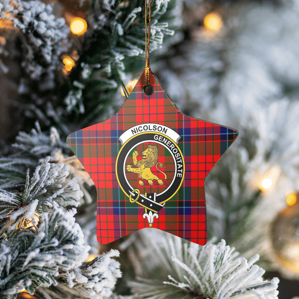 Clan Nicolson Modern Tartan Crest Star Ceramic Ornament SQ81 Nicolson Modern Tartan Tartan Christmas   