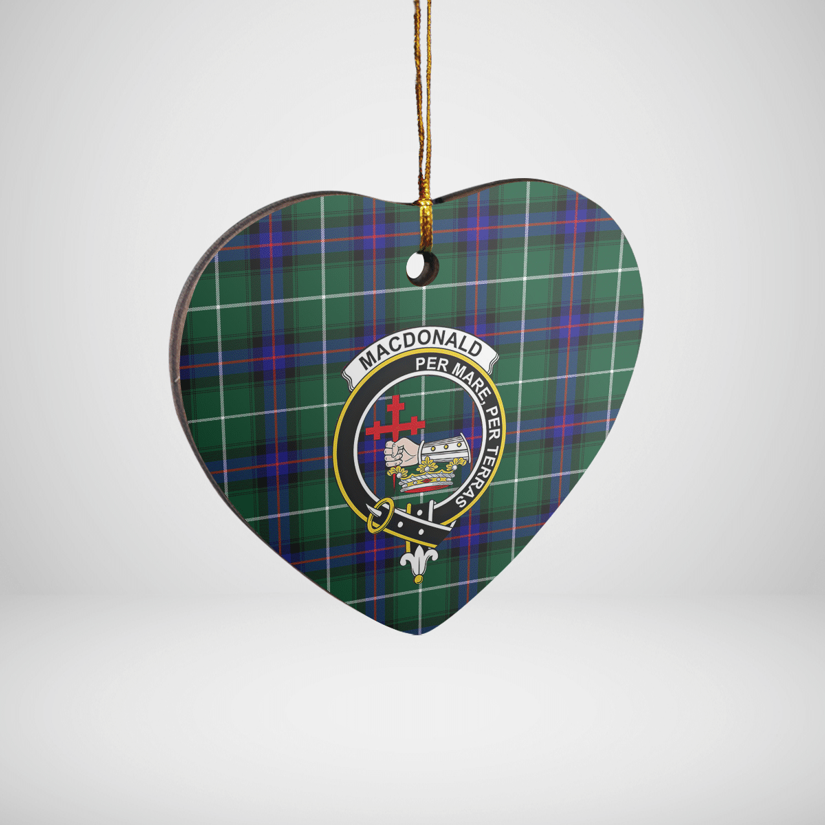 Clan MacDonald of the Isles Hunting Modern Tartan Crest Heart Ceramic Ornament MR60 MacDonald of the Isles Hunting Modern Tartan Tartan Christmas   