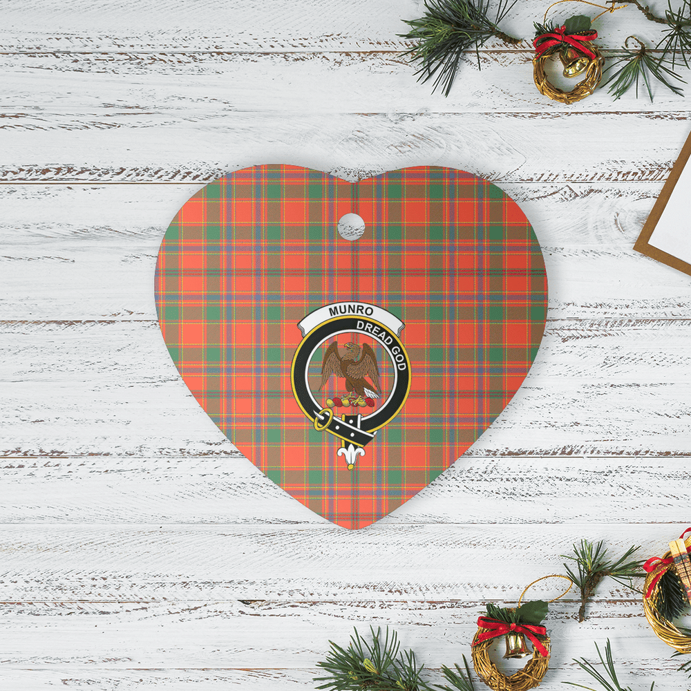 Clan Munro Ancient Tartan Crest Heart Ceramic Ornament KN39 Munro Ancient Tartan Tartan Christmas   