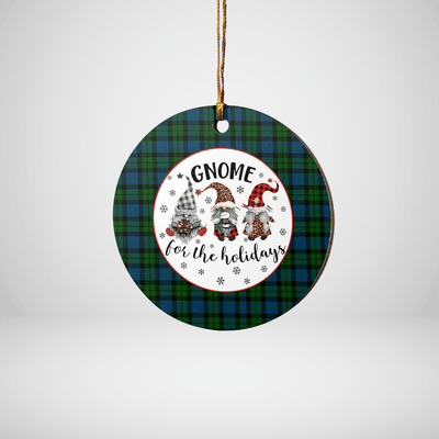 Clan MacKie Tartan Tartan Crest Gnome Round Ceramic Ornament