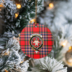 Clan MacFarlane Modern Tartan Crest Round Ceramic Ornament LL42 MacFarlane Modern Tartan Tartan Christmas   