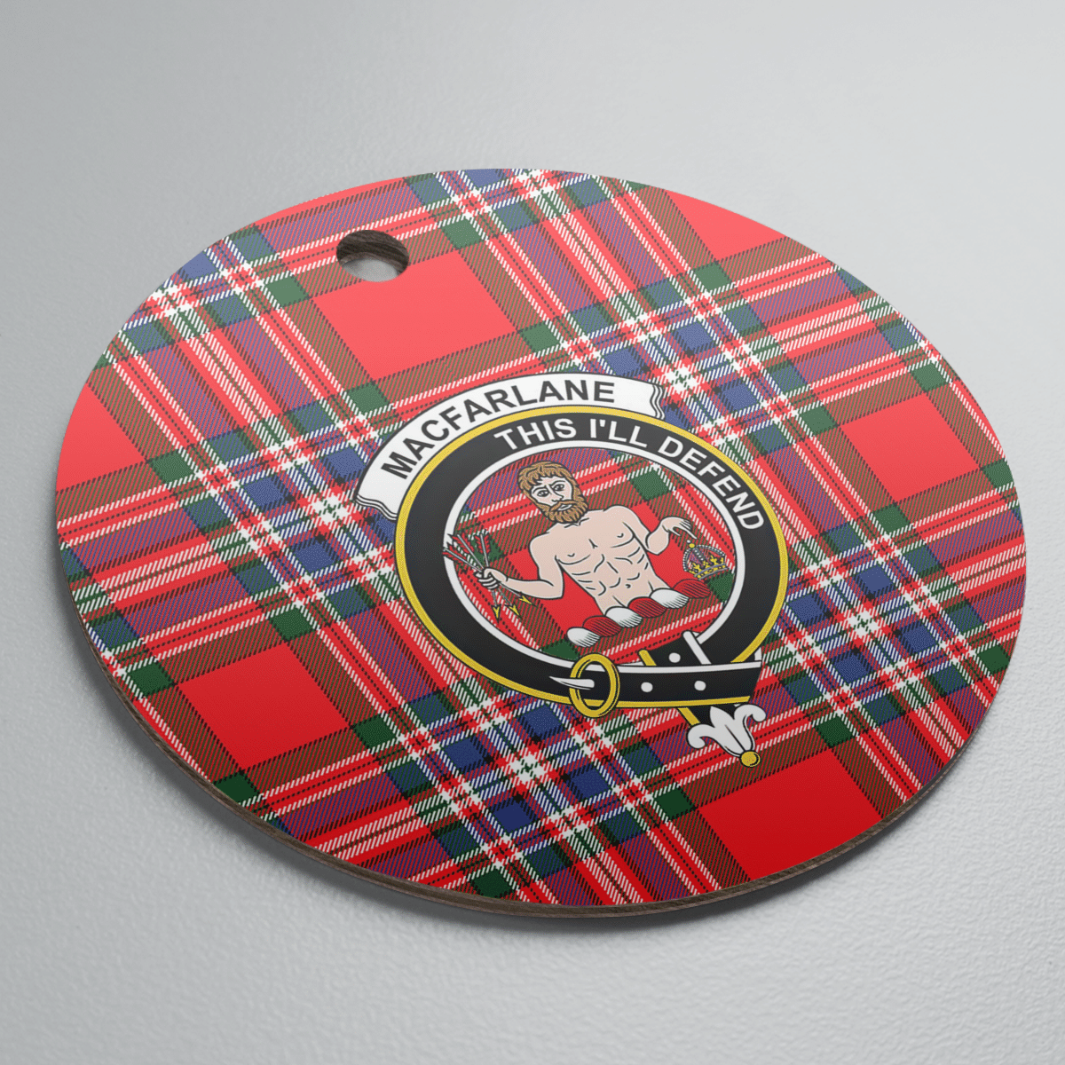 Clan MacFarlane Modern Tartan Crest Round Ceramic Ornament LL42 MacFarlane Modern Tartan Tartan Christmas   