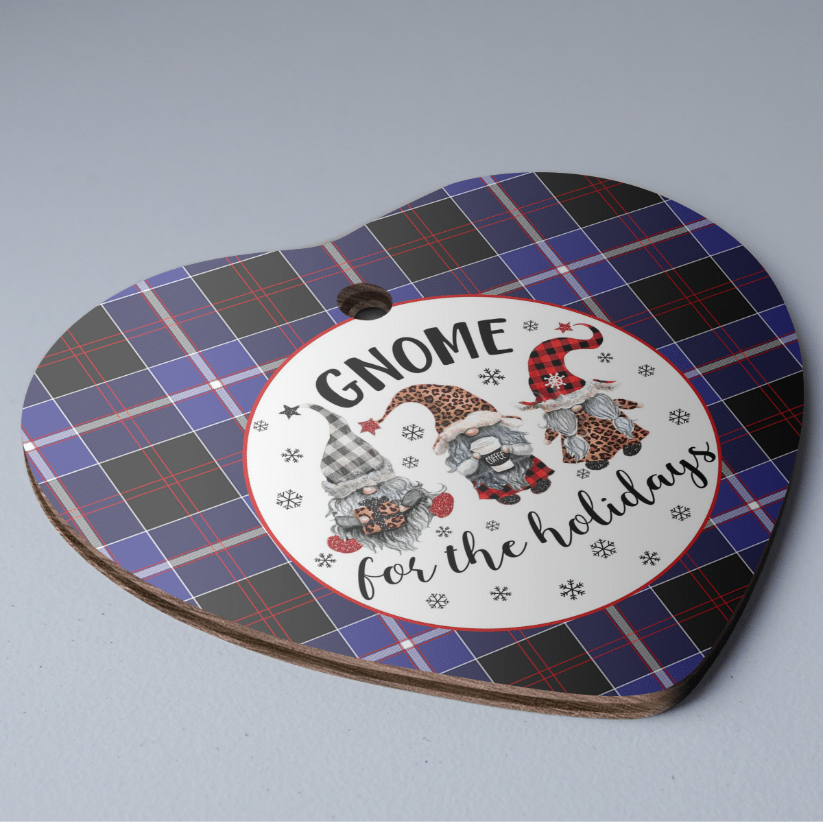 Clan Dunlop Modern Tartan Tartan Crest Gnome Heart Ceramic Ornament LV30 Dunlop Modern Tartan Tartan Christmas   