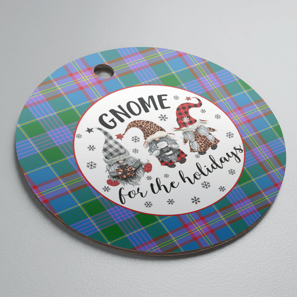Clan Ralston Tartan Tartan Crest Gnome Round Ceramic Ornament VV82 Ralston Tartan Tartan Christmas   