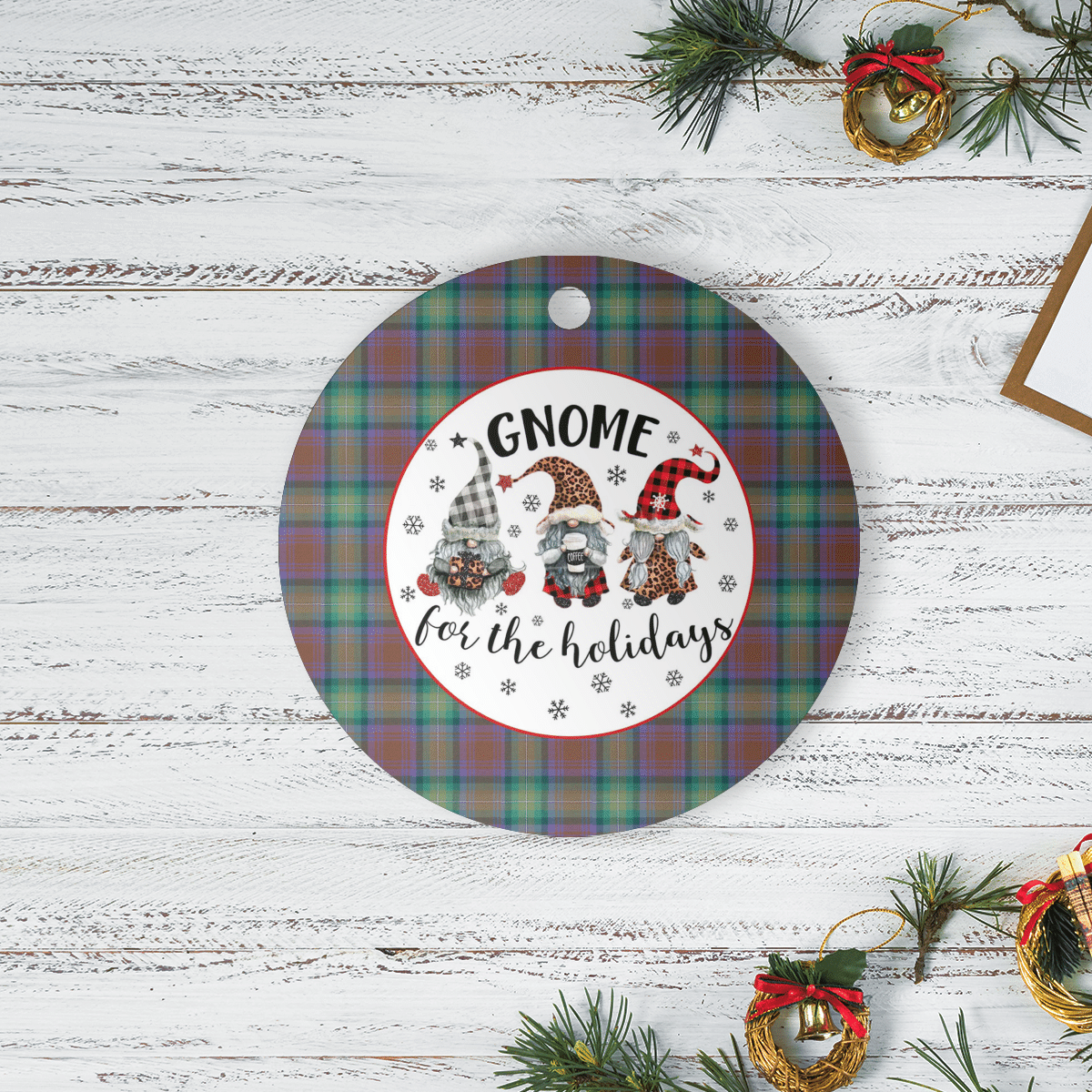 Clan Isle of Skye Tartan Tartan Crest Gnome Round Ceramic Ornament EA95 Isle of Skye Tartan Tartan Christmas   