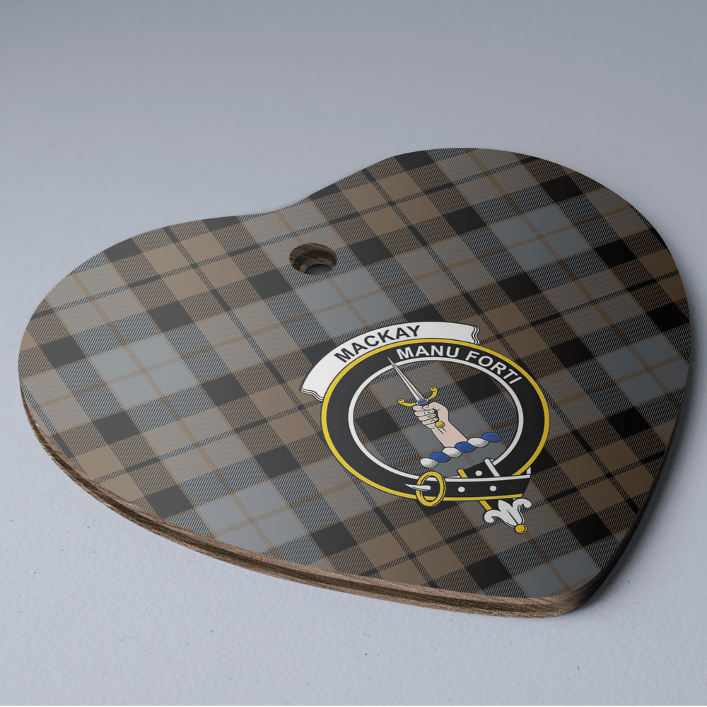 Clan MacKay Weathered Tartan Crest Heart Ceramic Ornament HX23 MacKay Weathered Tartan Tartan Christmas   