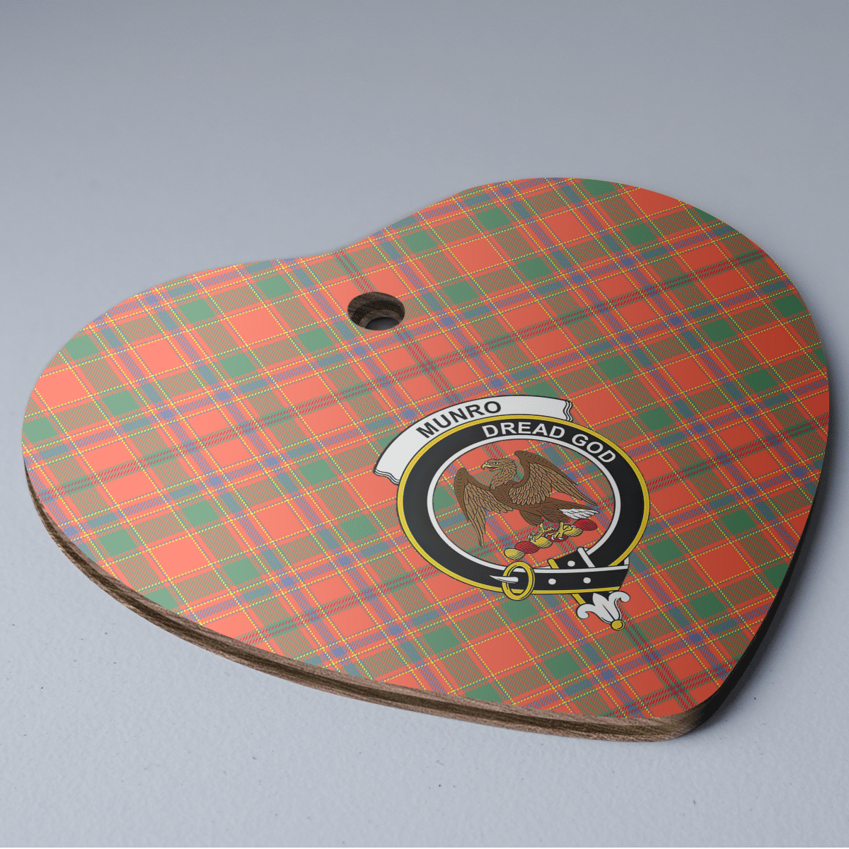 Clan Munro Ancient Tartan Crest Heart Ceramic Ornament KN39 Munro Ancient Tartan Tartan Christmas   