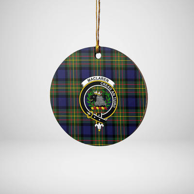 Clan MacLaren Modern Tartan Crest Round Ceramic Ornament